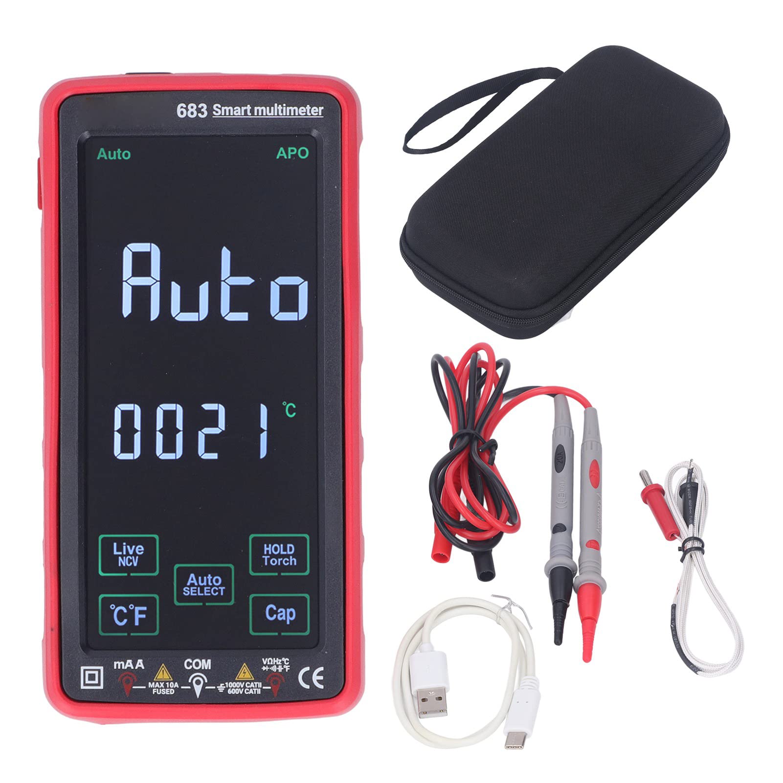 Hyuduo Tester Multimetro Digitale, Misuratore Elettrico Intelligente con Portata Automatica, Tester Elettrico Intelligente Ad Alta Precisione Antiustione, Formato Tascabile Portatile per Elettricisti