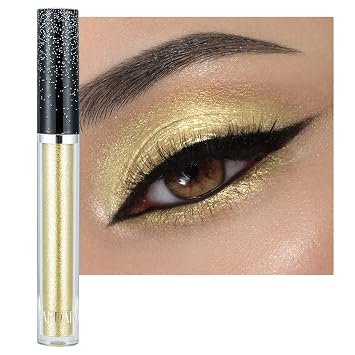 Glitter-Eyeshadows, Liquid Eyeshadows, Long-lasting Metals-Gloss-Sparkling Silver, Gold High-pigmented Colorful Glitter-Eye-Shadows02#Gold