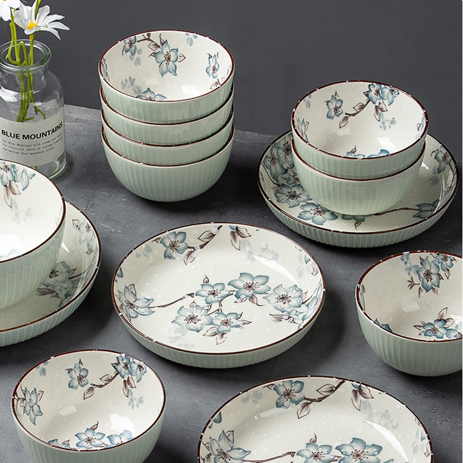 Ceramiczne miski do zupy, ramen, porcelanowe miski do sałatek, zestaw 10 sztuk, kuchenne miski na jęczmień, miseczki deserowe, duża miska do serwowania sałatek