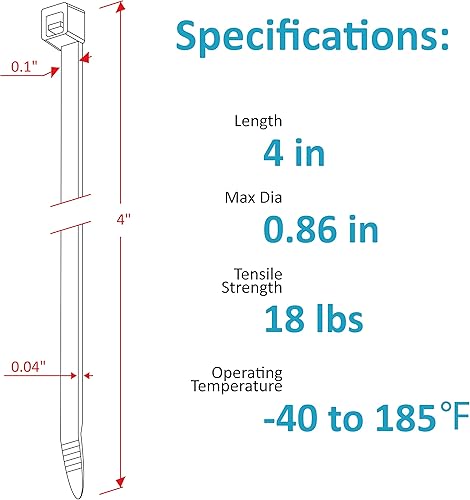 Miniatura 2 de TANTTI Supply - Bridas pequeñas de 4 pulgadas con resistencia a la tracción de 18 libras, color negro, paquete de 1000 unidades