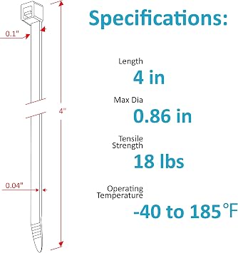 Zip Ties 4 inch, Small Zip Ties with 18 lb Tensile Strength, Black, 1000 Pack, by Tantti Supply