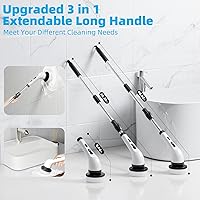 Vista 5 de Electric Spin Scrubber Cordless, Electric Scrubber for Cleaning Bathroom with Long Handle, Electric Shower Scrubber, Power Cleaning Brush with 9