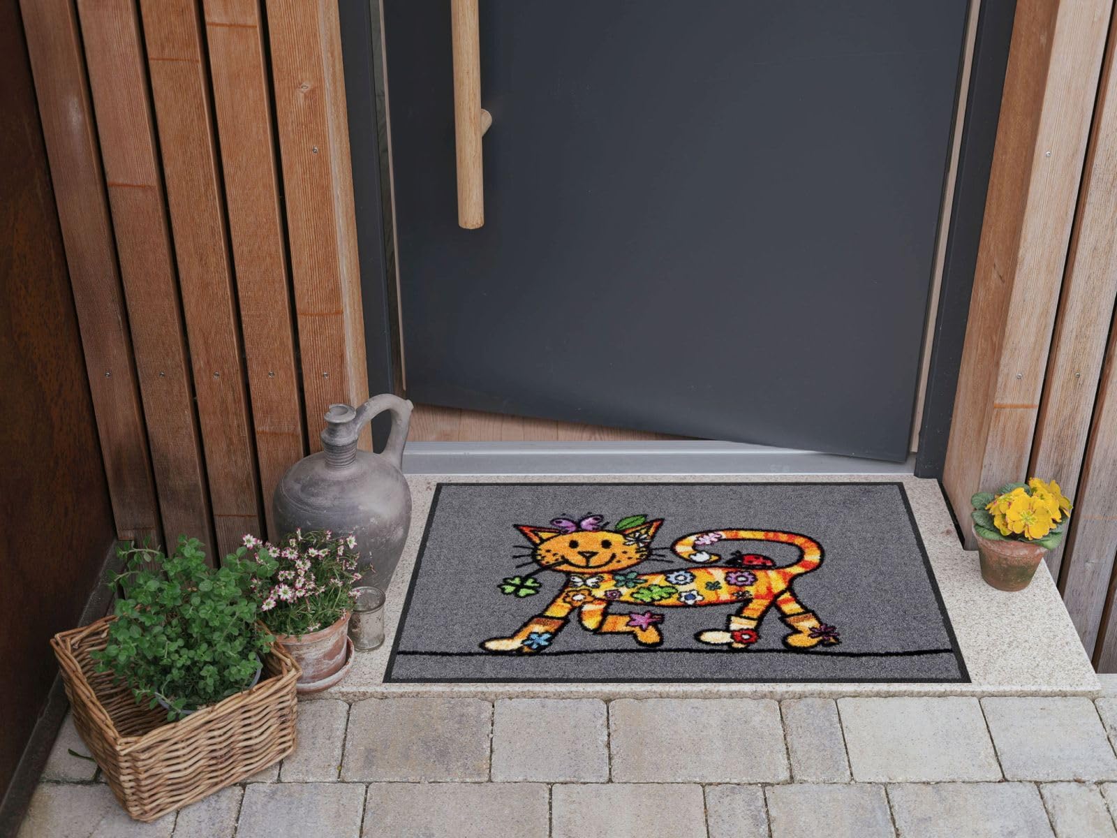 Salonloewe Fussmatte Funky Cat I Schmutzfangmatte & Fußabtreter für Innen 50 x 75 cm