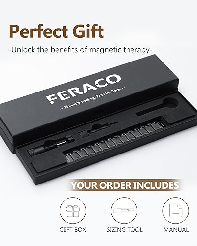 Miniatura 8 de Feraco Pulseras magnéticas para hombres, pulseras de acero de titanio con 3 imanes de neodimio ultra intensos, regalo de salud ajustable con