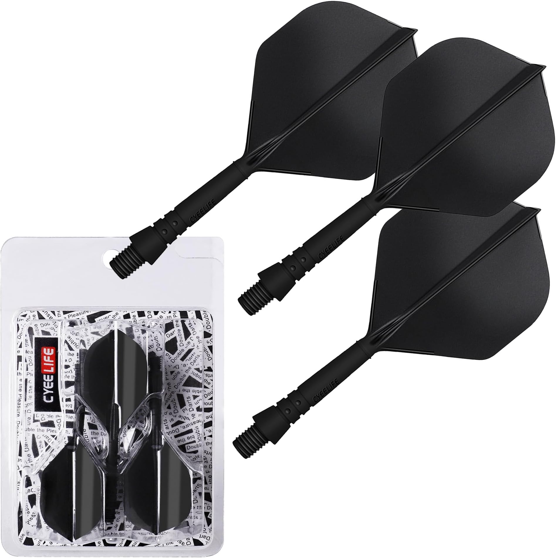 CyeeLife Integrated Dart Shaft and Flights Standard Shape,Dart Accessory Black/Red/Blue/Green/Yellow