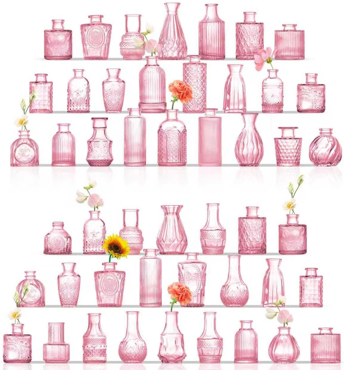 Glass Bud Vases Set of 60, Small Glass Vase for Flowers, Clear Small Vases for Centerpieces, Vintage Bud Vase in Bulk for Wedding, Party, Events, Reception, Home Decor