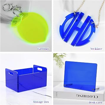 Acrylic Board Translucent Blue Series Smooth Surface Flat Thickness 3mm Bright Colors Clear Sheet Panel for Model Making,Cyan,200x200mm