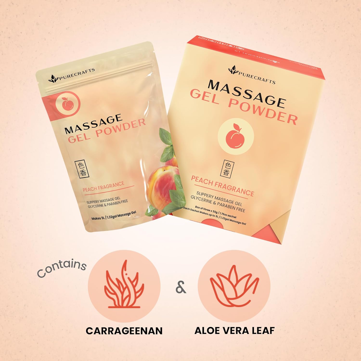 Massage Gel Powder 50g (3-Pack) | Peach Fragrance | Made in Japan | Smooth and Slippery Gel for Wellness and Relaxation | 50g Makes 1.32 Gallons (5 litre) | Just Add Water - Image 4