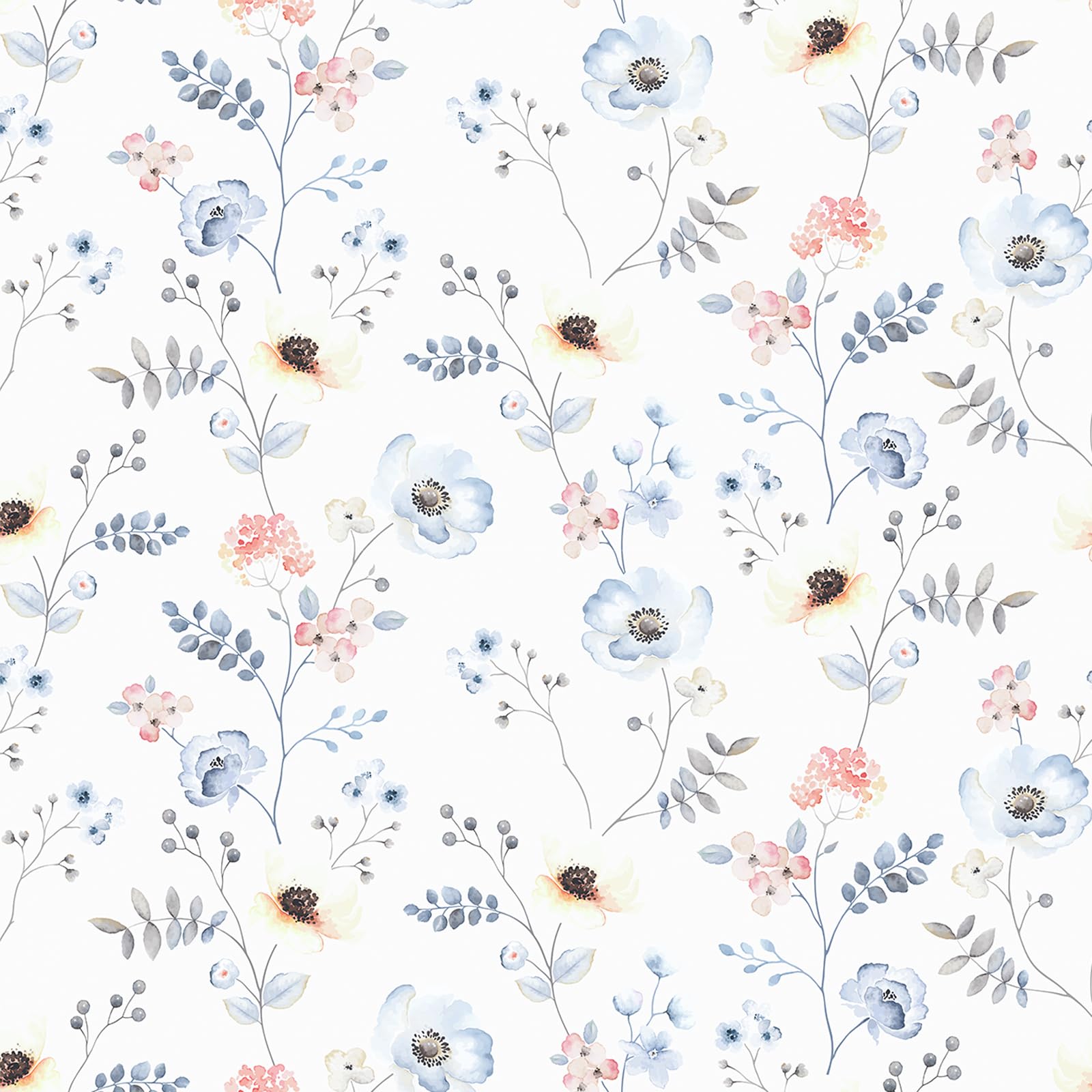 Papier peint autocollant avec brindilles florales repositionnable