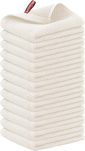 Miniatura 6 de Nialnant Paño de limpieza 100% algodón, paquete de 4 toallas de limpieza de tejido gofre, trapos súper absorbentes para lavar platos, 12 x 12
