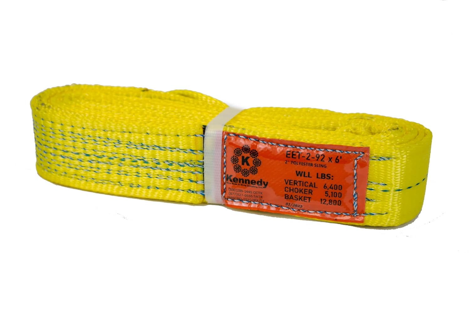 Kennedy Wire Rope & Sling Company 2inches x 6' 2-Ply Twist Eye Polyester Lifting Sling (Various Sizes in Listing) Made in The USA