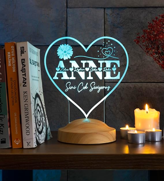 Heart Shaped Mother's Day Gift, Personalized Mother's Gift Led Lamp with Name [Energy Class A]