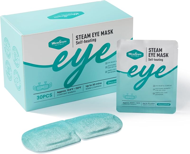 Máscara térmica descartável para os olhos WarmSpark, sem fragrância, pacote com 30 unidades