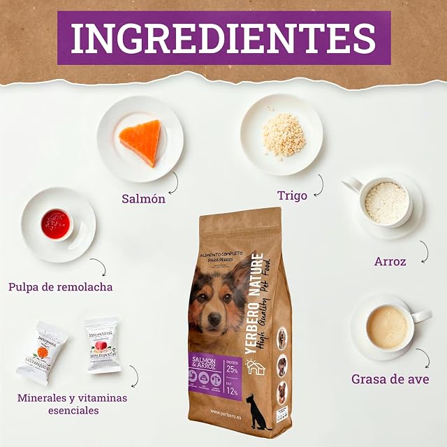 Foto 2 de 6 de Yerbero Nature Salmón y Arroz Comida para Perros de Tamaño Mediano y Grande