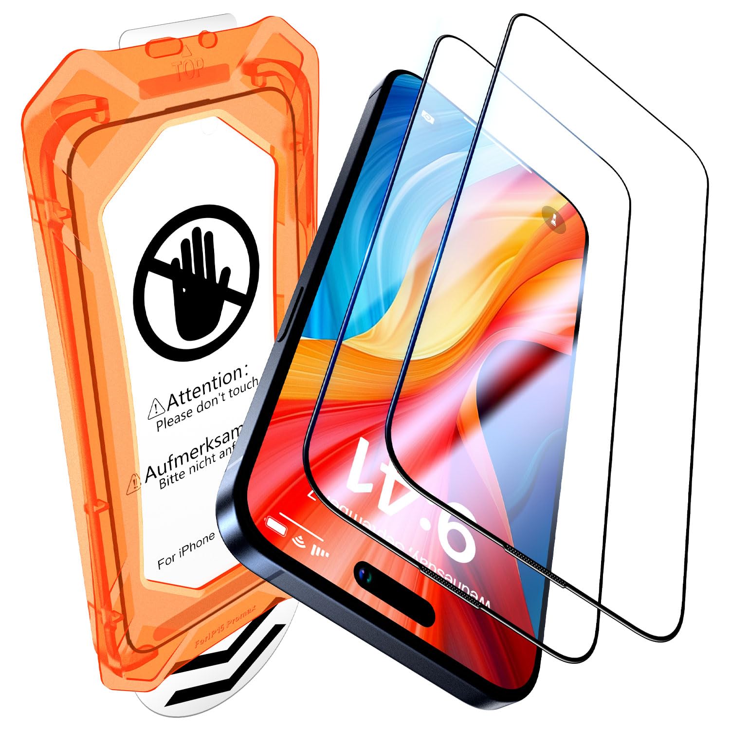 UniqueMe for iPhone 14 Plus/13 Pro Max Screen Protector - [Military Grade Shatterproof &amp; 9H+ Hardness] Screen Protector 13 Pro Max Tempered Glass Full Coverage Protection, Easy Installation, 2 Packs