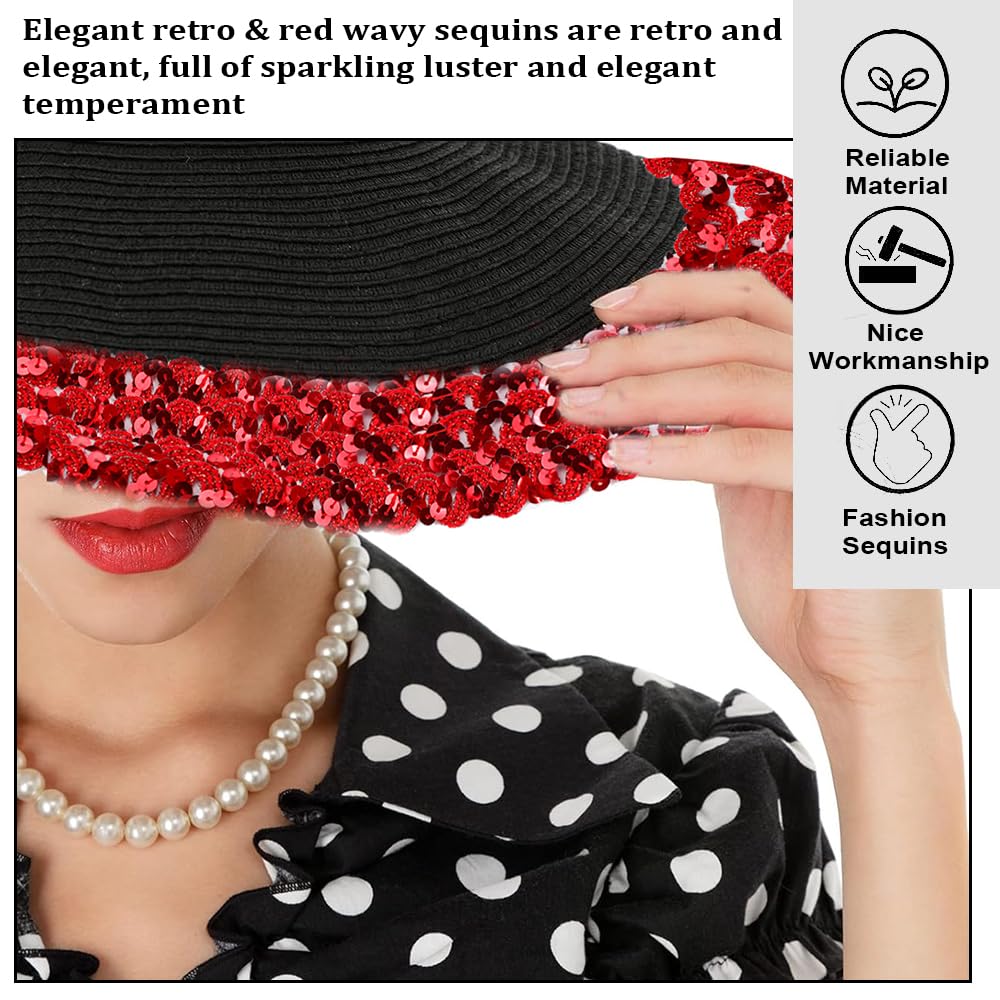 LPAMABA Paillettenborte,1.8cm*18m Paillettenbänder,Paillettenband Rot Glitzerborte Pailletten Borte Polyester Pailletten Band Pailletten Glitzerband für Kleid DIY Handwerk Bastelprojekte