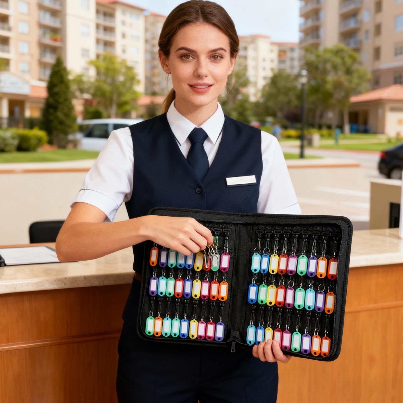 Organizador de llaves ignífugo con funda impermeable, soporte para 54 llaves y planificador para un acceso seguro, perfecto para bancos, hoteles, oficinas, solución de almacenamiento duradera y cómoda