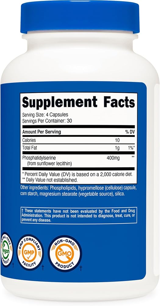 Nutricost Phosphatidylserine 400mg, 120 Capsules - Soy Free, 30 Servings, Vegetarian Friendly, Non-GMO, Gluten Free