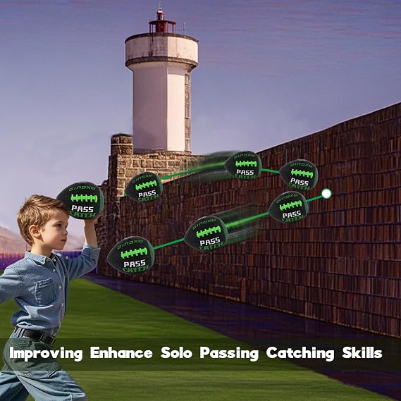 PassCatch Pee Wee Size Training Football, Fatherless Bounce Back Football Training Equipment Composite Leather Improving Enhance Solo Passing Catching Skills Official Size(Ages3-9,Deflated)