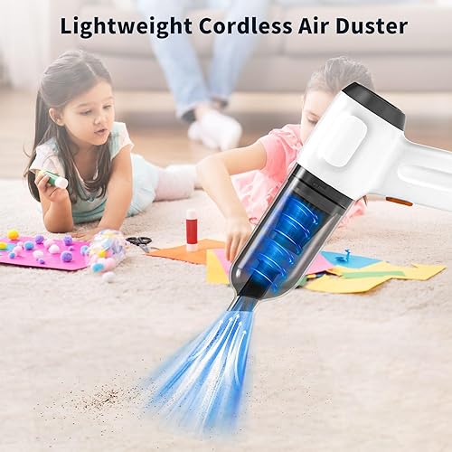 Miniatura 5 de NICE BUDDY Aspiradora inalámbrica, mini plumero de aire, aspiradora de mano portátil, uso en seco 3 en 1 para teclado de automóvil, eliminador de