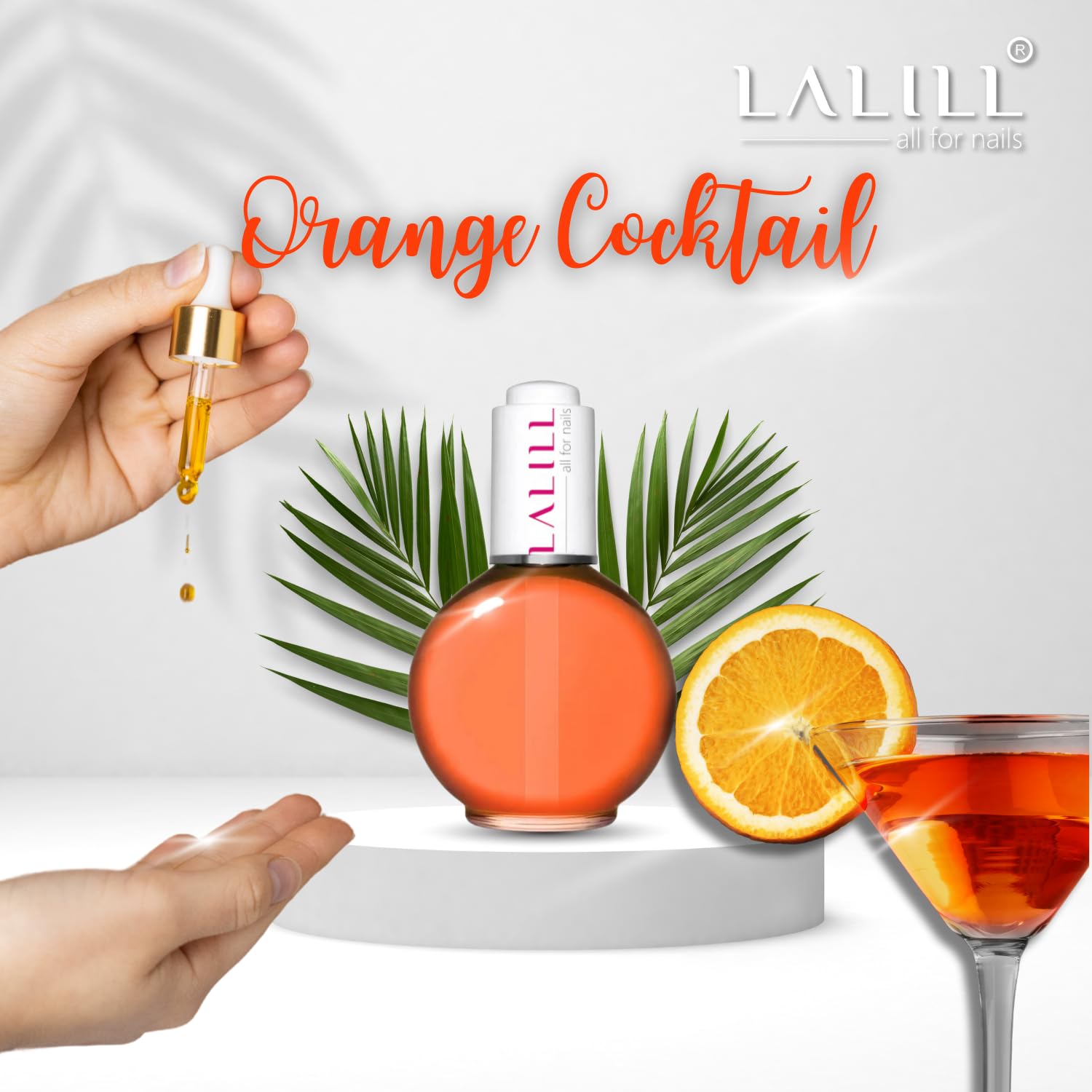 LALILL Olejek do skórek do paznokci 75 ml – pomarańczowy koktajl olejek do pielęgnacji paznokci – olejek do pielęgnacji paznokci – SPA manicure Nail Design ręce – wegański – z pipetą
