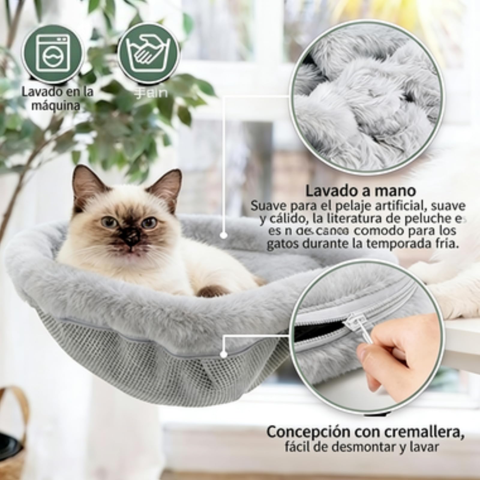 Hamaca para Gatos de Escritorio Plegable, Cama de Escritorio para Gatos con Abrazadera Estable, Fácil de Limpiar, Capacidad de Carga hasta 18 kg