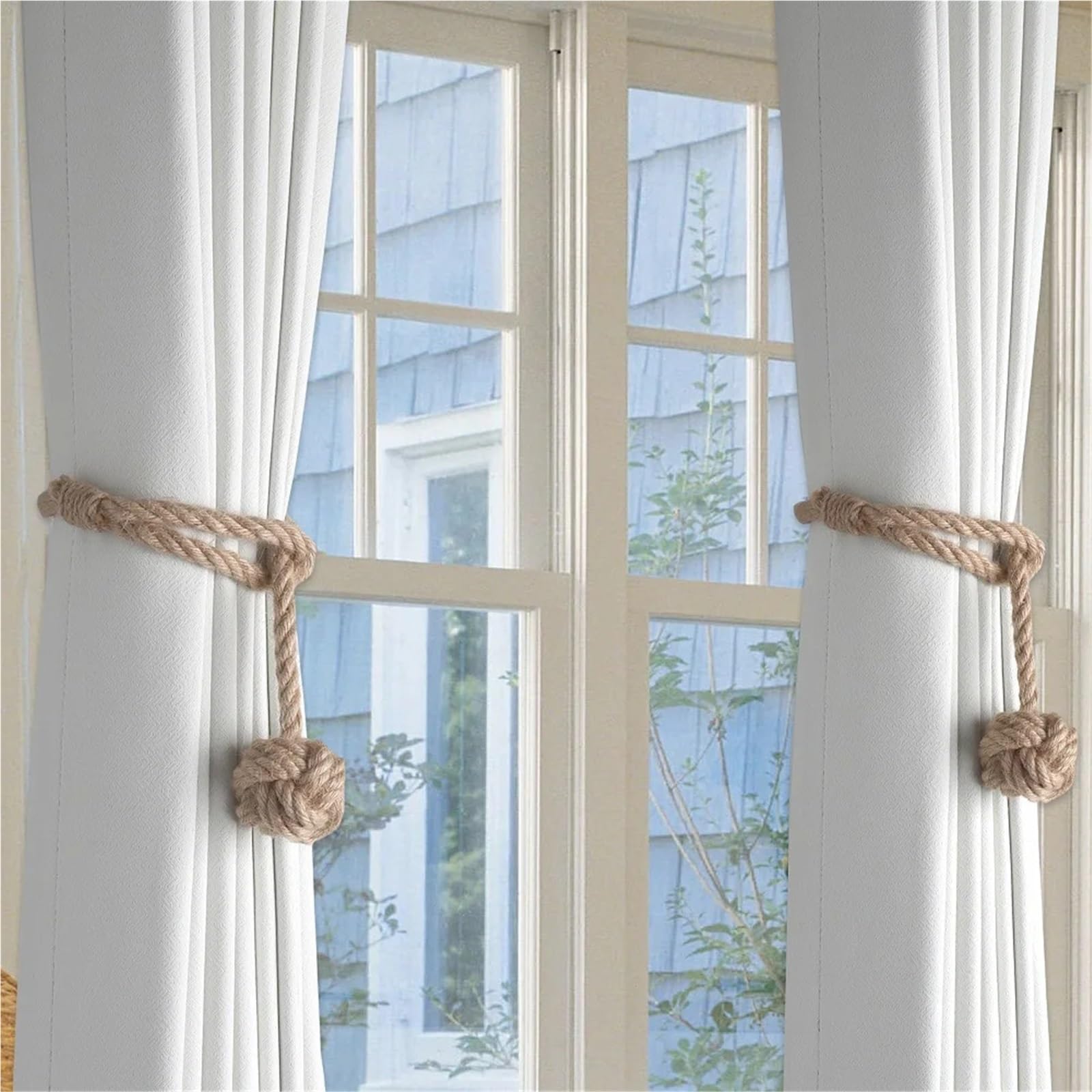 Alzapaños De Cortina Trenzados 3 Pares de Hermosos alzapaños de Yute Suave for Cortinas, Hechos a Mano, Decorativos.(Khaki)