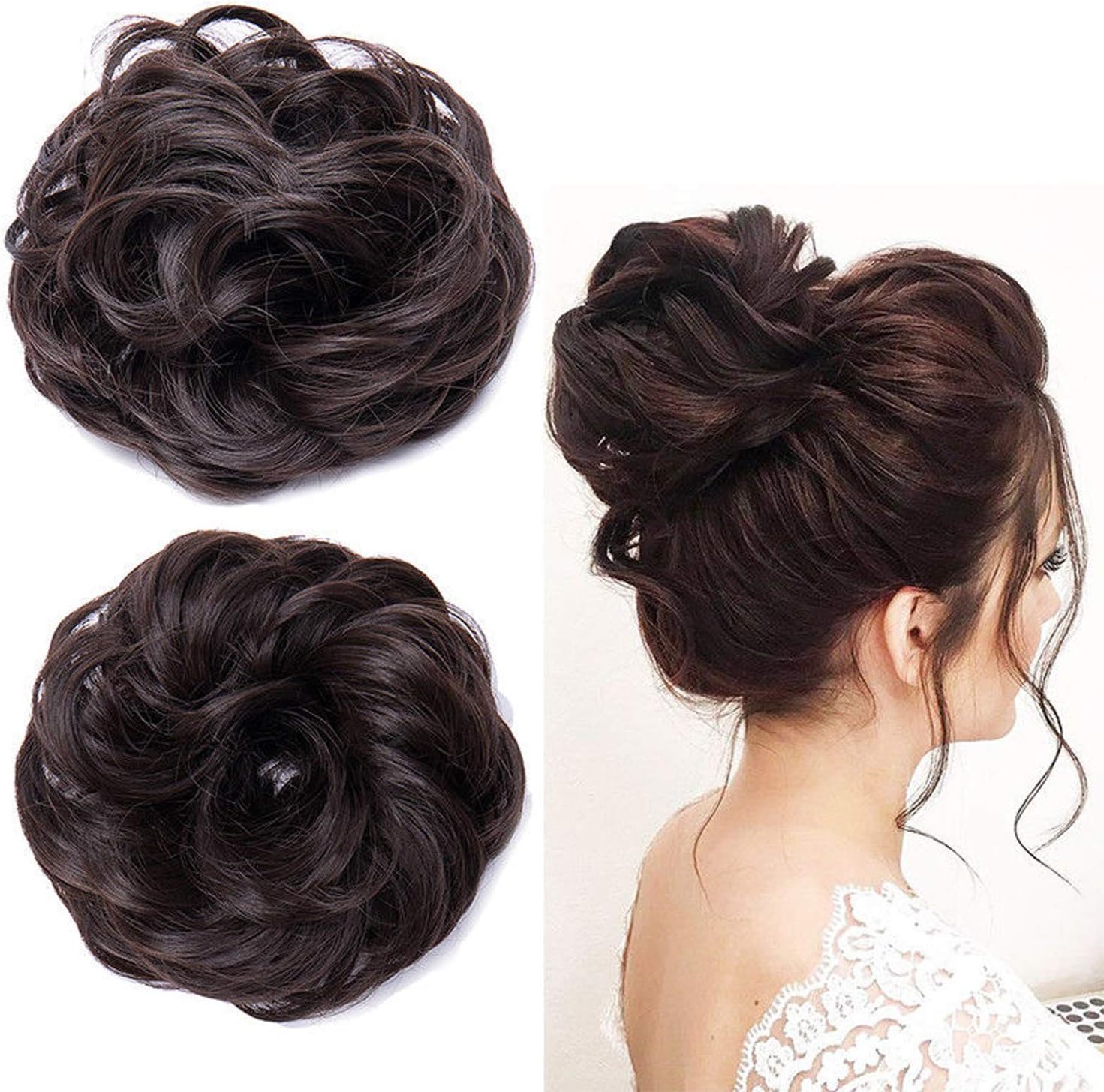 Chronex Set Of 2 Synthetic Hair Rubber Band For Women And Girls Casual Use_ 20 Grams Brown