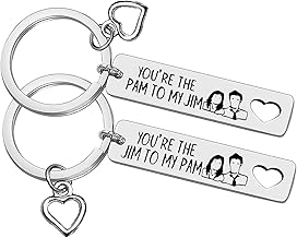 You are The Pam to My Jim Keychain Set The Office TV Show Keychain Gifts for Couples Christmas Birthday Anniversary Valentines Day Gifts for Boyfriend Girlfriend Husband Wife
