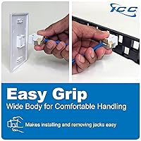 Vista 6 de ICC Conector Keystone de teléfono de grado de voz con IDC en línea (terminación Easier Termination), 6P6C RJ11, compatible con UL TAA para placa