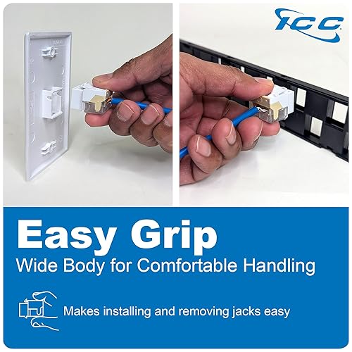 Miniatura 6 de ICC Conector Keystone de teléfono de grado de voz con IDC en línea (terminación Easier Termination), 6P6C RJ11, compatible con UL TAA para placa de