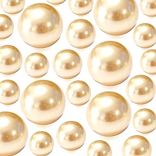 70Pieces Floating NO Hole Pearls for Centerpiece Glass Vases,Floating Apricot Pearls Beads for Tall Vase Filler Floatings Candles for Wedding