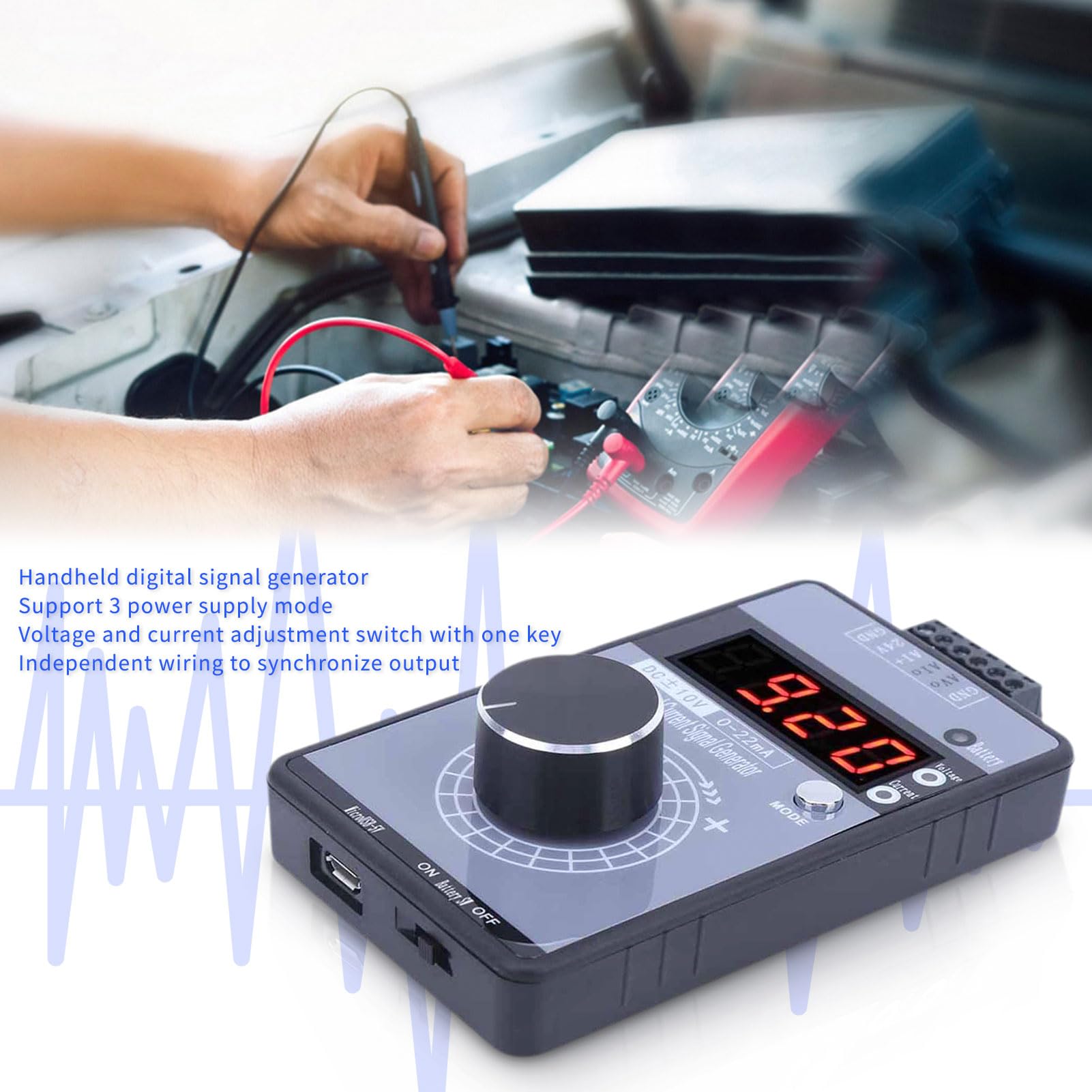Strom-Spannungs-Signalgenerator, DC 0-10V 0/0-22mA Interface Analog Simulator, 3 Arten von Stromversorgung 4 Digit Display Generator für PLC Panel Debugging