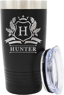 Custom Engraved Vacuum Insulated Double - Wall Stainless Steel Travel Tumbler With Your Personalized Name (20 oz, Black)