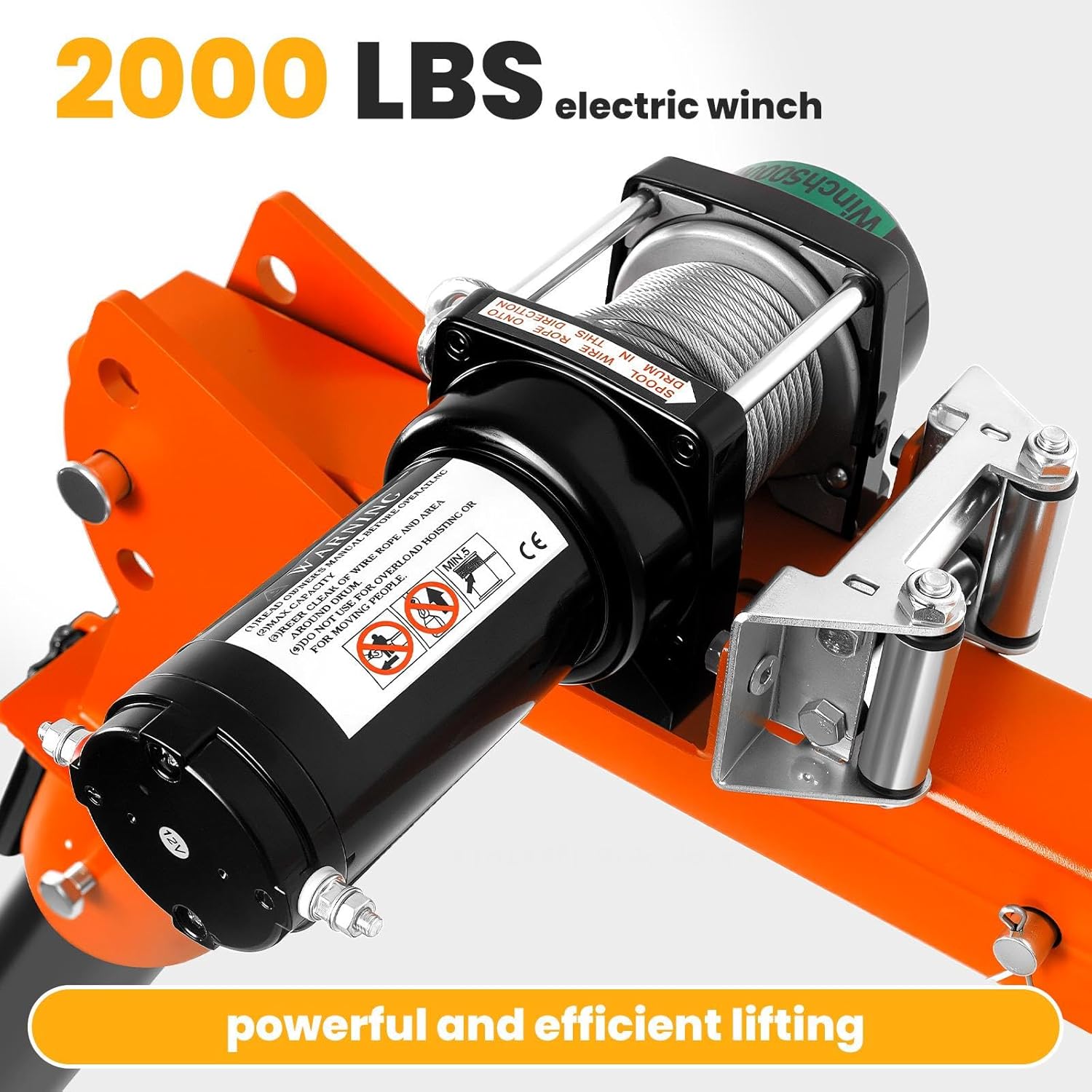 2000LB Truck Crane with 12V Electric Winch, Heavy-Duty Folding Pickup Truck Bed Crane, 360° Swivel Jib for Construction and Factory Goods Lifting