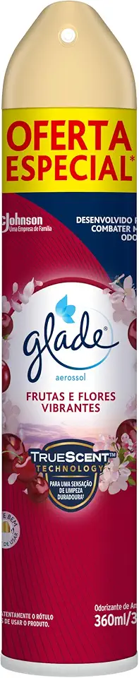 Glade Aromatizador de Ambiente, Odorizador de Ambiente, Frutas e Flores Vibrantes, Aerosol 360ml