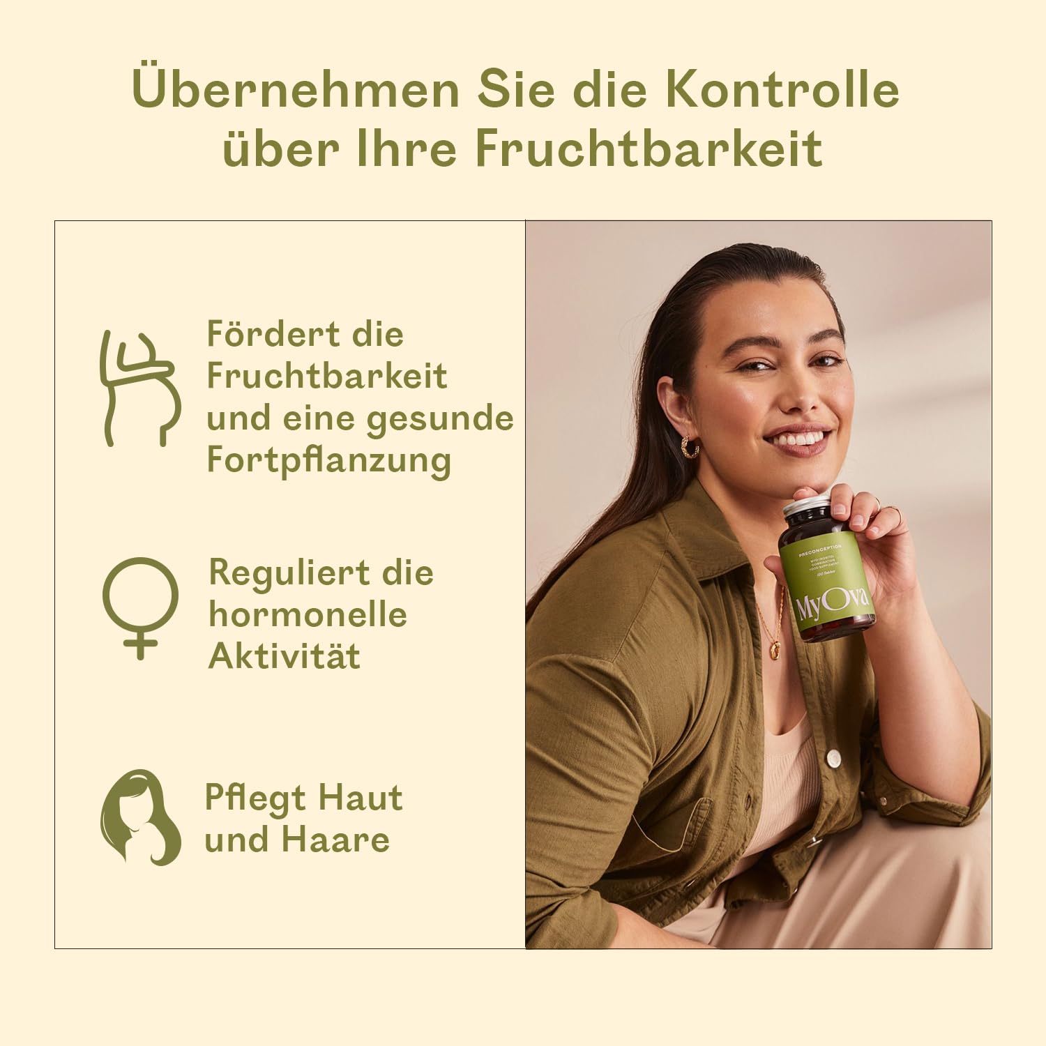 MyOva Preconception, PCOS-Nahrungsergänzung für den Kinderwunsch | PCOS-Unterstützung mit 2000 mg Myo-Inositol und 400 µg Folat für Kinderwunsch und pränatale Nährstoffversorgung
