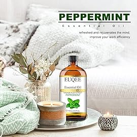 EUQEE Peppermint Essential Oil 118 ml Pure Peppermint Oil with Glass Dropper, Great for Aromatherapy, Diffuser, Soap Candle Making - 4Fl. Oz
