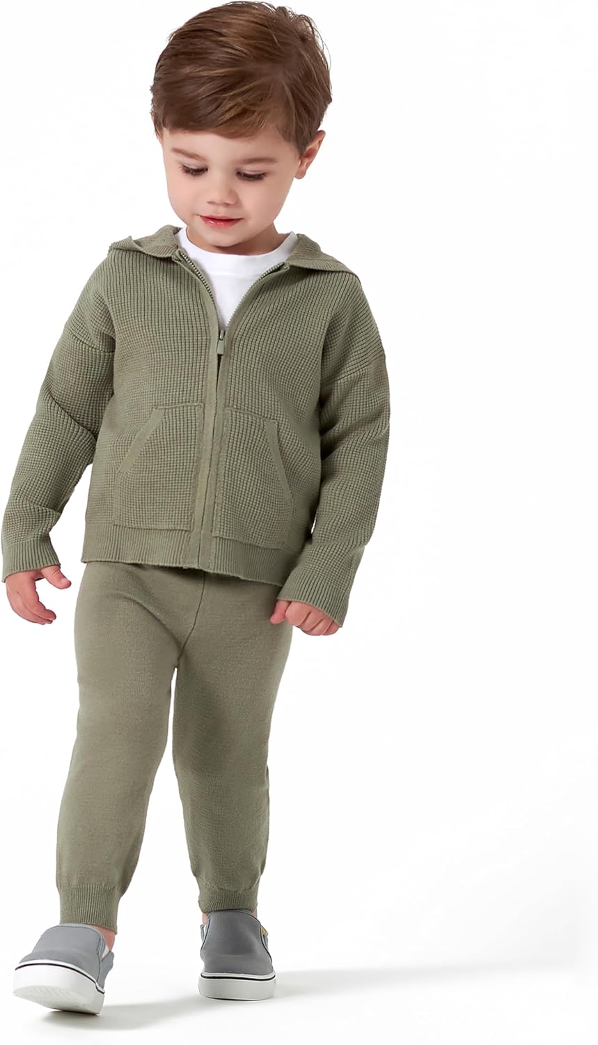 Modern Moments by Gerber Baby and Toddler Hooded Sweater Knit Jacket & Jogger - Image 5