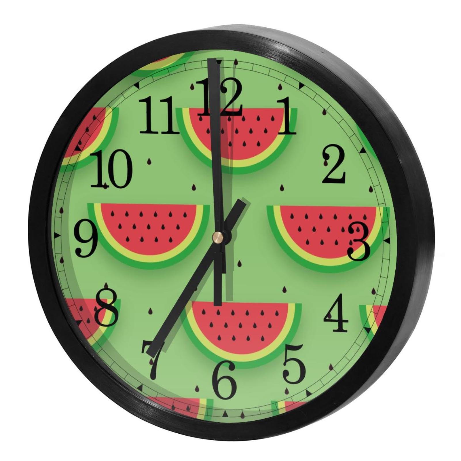 Horloge murale verte sans tic-tac au style estival pour décorer la cuisine