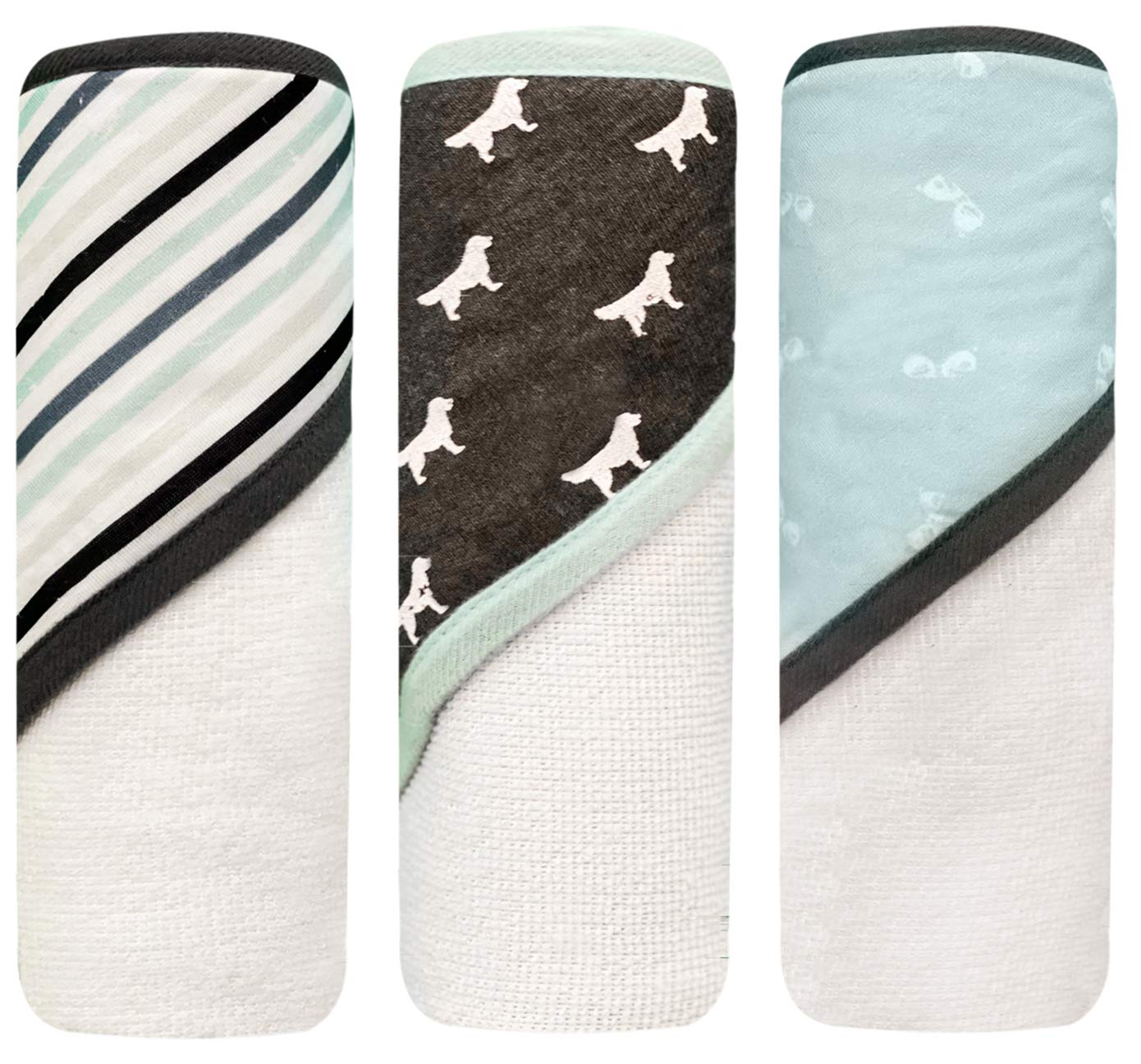 MODERN BABY 3 Pack Hooded Baby Towels Set for Newborn & Infant Boys & Girls Baby Bath Towels