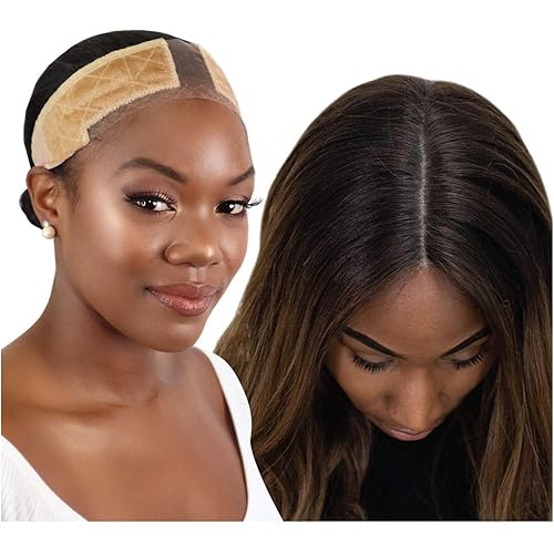 MILANO COLLECTION Wigrip, Premium Lace Wig Band for Women, Fully Adjustable & Reinforced Lace Wig Grip Band by Hairline, Comfortable and Secure Glueless Velvet Headband, Nude