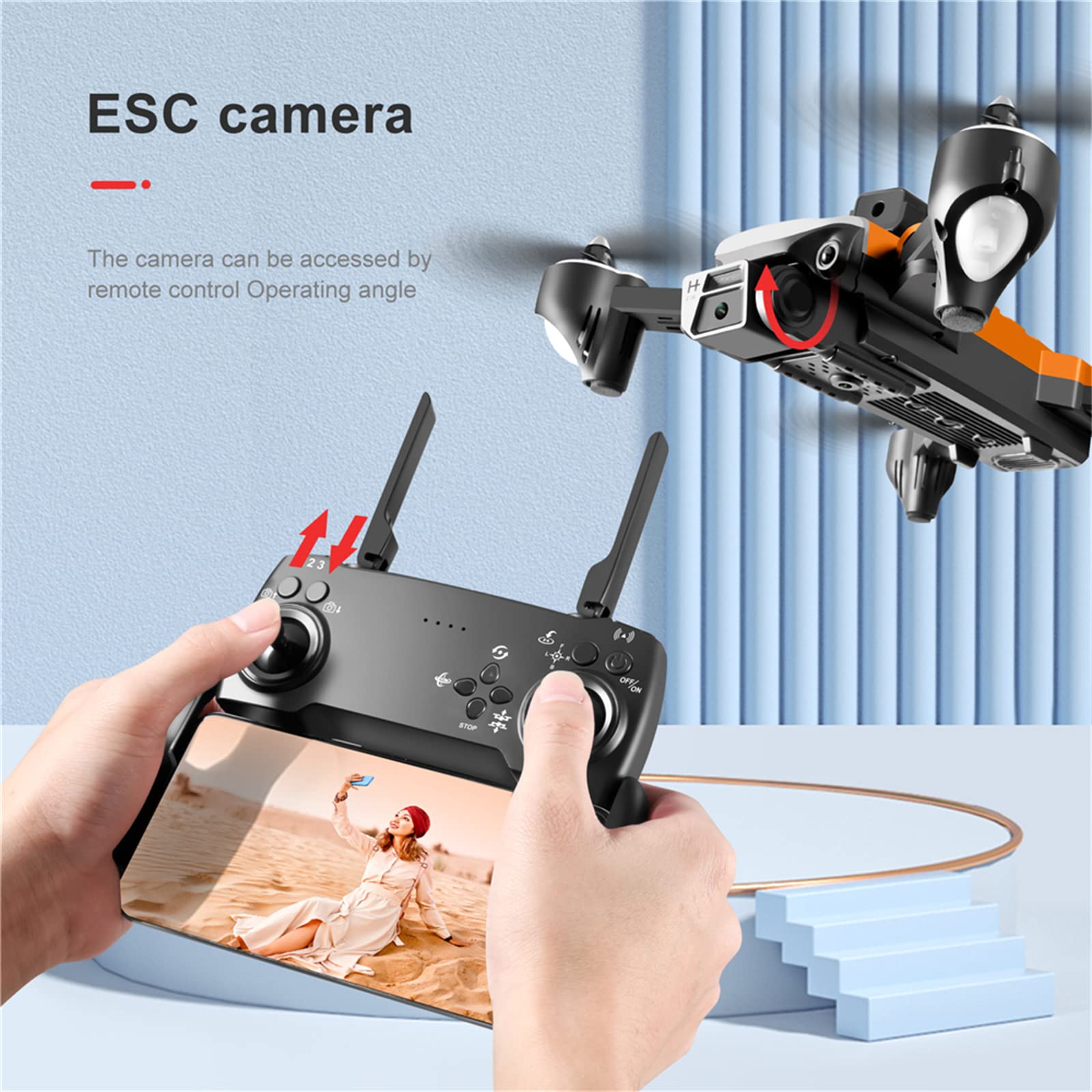 Drone GPS con Videocamera 4K HD, Drone FPV con Trasmissione, Quadricottero RC con 2 Batterie, Ritorno Automatico, Seguimi, Mantenimento Dell'altitudine, Facile per I Principianti,Nero
