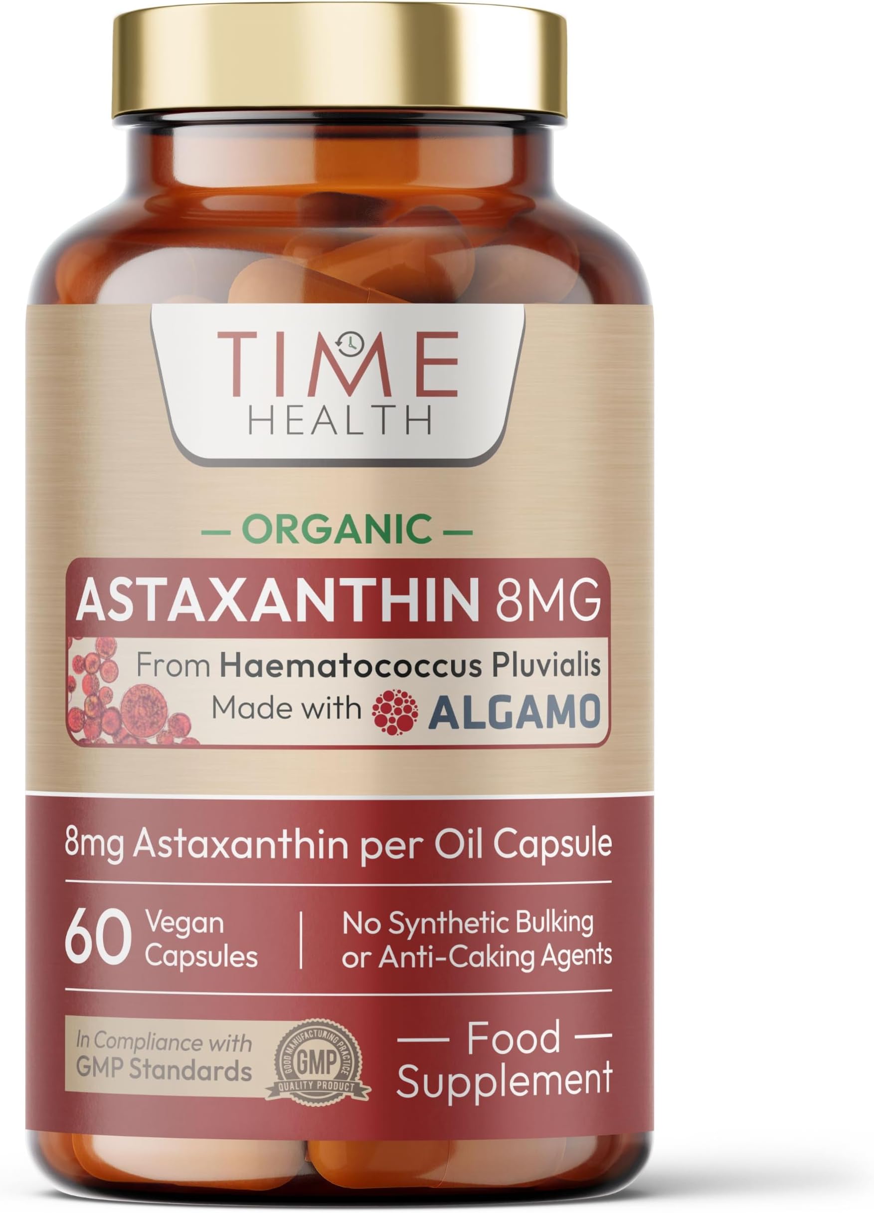 Organic Astaxanthin Oil - Algamo® 8mg - 60 Capsules - UK Made | Pure & Natural Astaxanthin - Carrageenan Free - Super Antioxidant - Haematococcus pluvialis - Zero Additives - EU Source