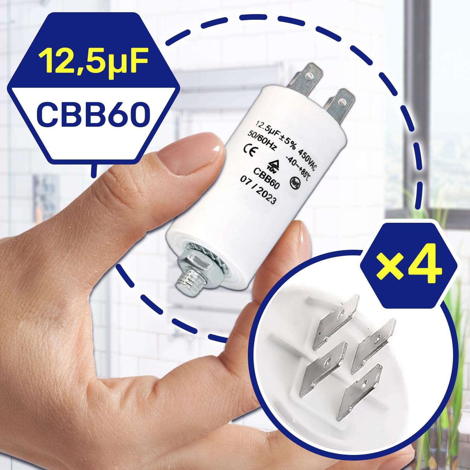 Condensatore di Avviamento CBB60 12,5µf 450V 50/60Hz -25 a +85 °C MONTERAL