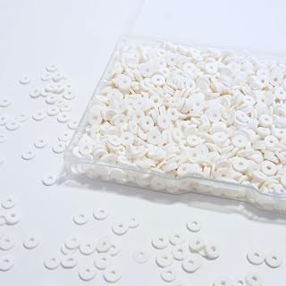 Jabrand 2000pcs White 6mm Round Plastic Polymer Clay Beads Kit for Bracelet Making, DIY Crafts & Jewelry Design