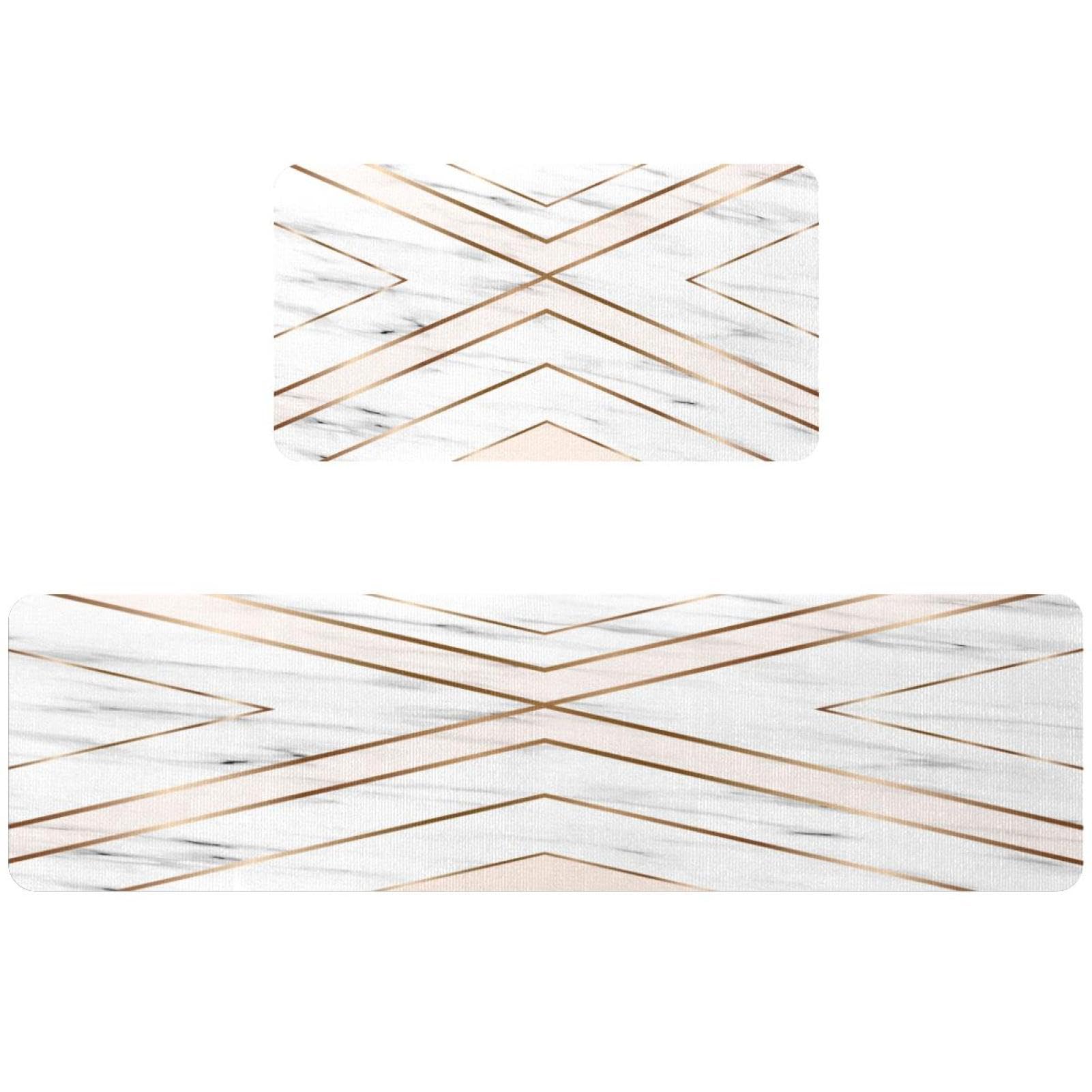 Tapis de cuisine lot de 2 pour buanderie et couloir design doré