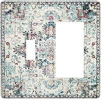 Vista 99 de Cubierta de Interruptor de Luz de Estilo Boho Vintage de los 70 Sol Arcoíris Champiñón Floral Rocker Individual 1 Gang Cubierta de Enchufe