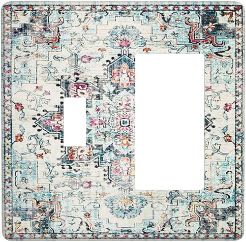 Miniatura 99 de Cubiertas de interruptor de luz de palanca simple de los años 70, estilo bohemio vintage con sol, arcoíris, retro, hongo, floral, de 1 gang, placas