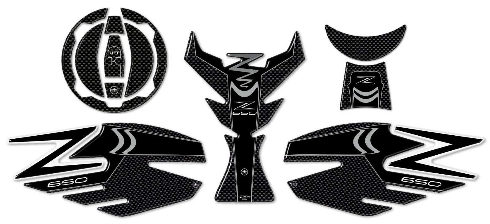 labelbike - Stickers Kit Resin Gel 3D Guards Compatible with Kawasaki Z650 - Carbon Grey